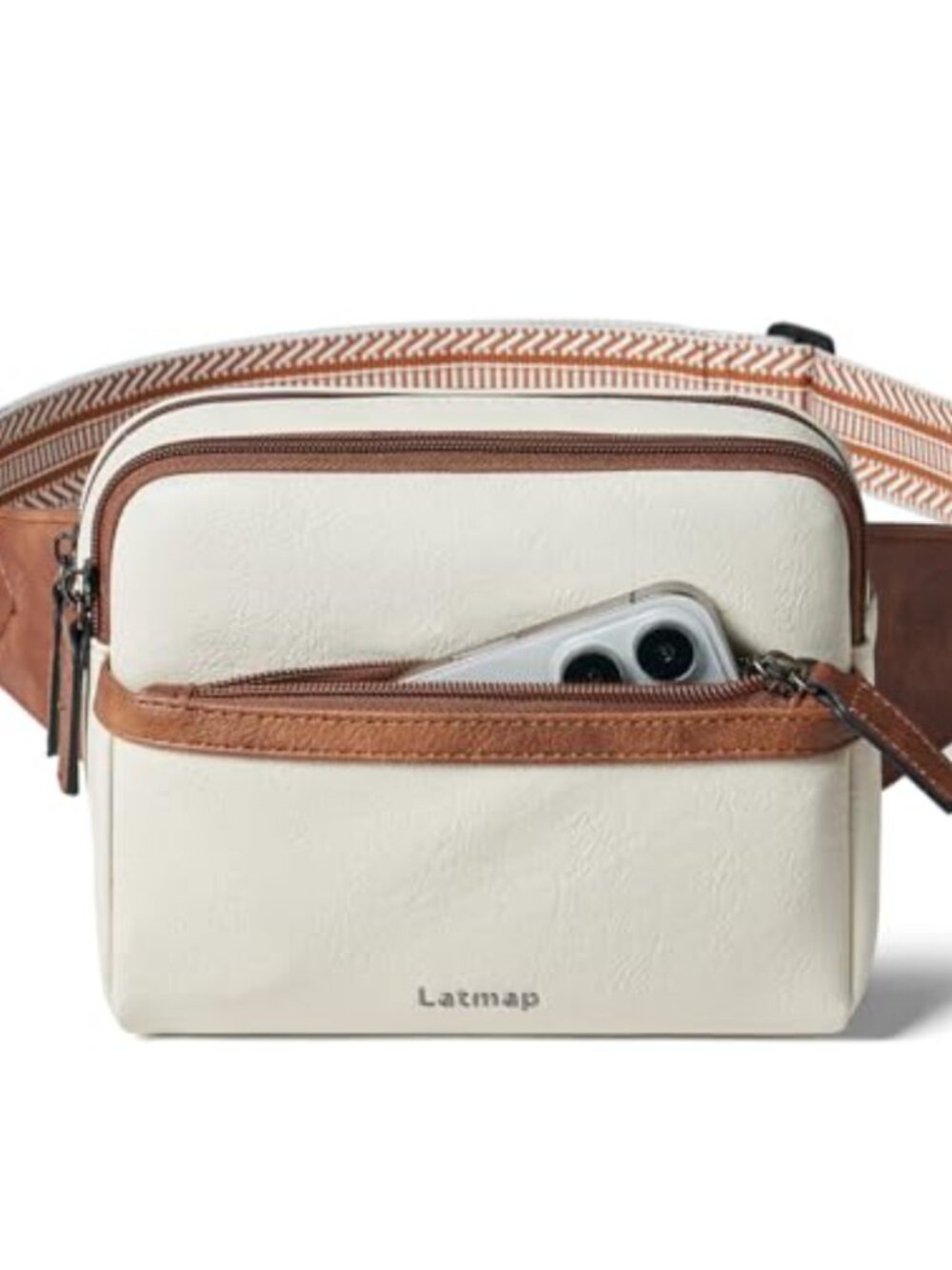 Faux Leather Fanny Pack Crossbody Belt Bag 4 Zipper Pockets Waist Pack
